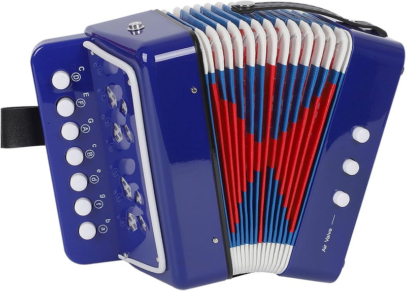 AIMEIS Kids Accordion 10 keys Button Accordian Musical Instrument Mini Accordion for Beginners (Blue) - Image 1